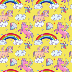 Poster - Miracle unicorn wizard seamless background