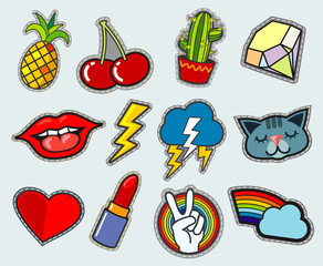 cartoon patch badges vector stock