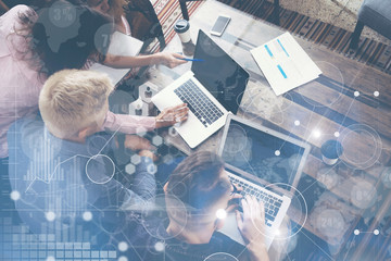 global strategy connection virtual icon graph interface diagram marketing research.group young cowor
