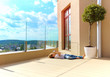 © Olesia Bilkei - young boy relaxing on terrace, on top floor