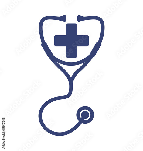 cross stethoscope medical health care icon. Flat and Isolated design ...