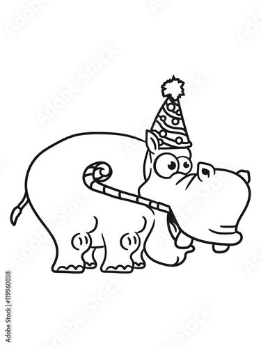 Birthday Celebrate Party Hat Happy Birthday Joke Funny Comic Cartoon Design Sweet Little Cute Baby Hippo Happy Child Adobe Stock でこのストックイラストを購入して 類似の イラストをさらに検索 Adobe Stock