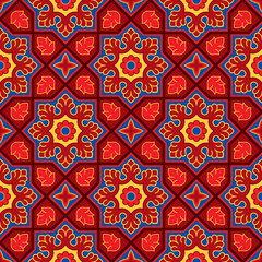 Sindhi traditional pattern background, Red & Blue Wallpaper, Vector Illustration