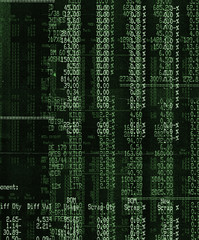 Lines of data in green on dark background