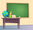 Classroom with green chalkboard