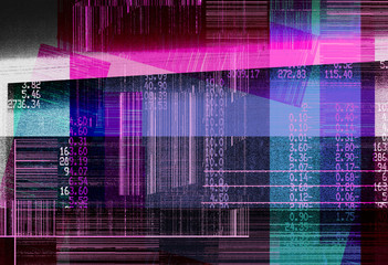 Color computer glitch texture with numbers