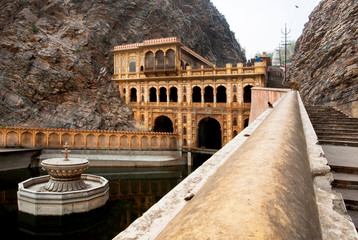 Wall Mural - Hidden 18th century temple Monkey Temple in Rajasthan