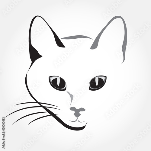 Cat face portrait. Feline sketch vector. Kitten head icon. Pet