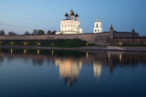 Fototapeta Londyn - Holy Trinity Cathedral and the Pskov Kremlin of the may twilight. Russia