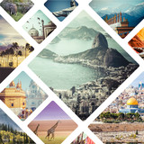 Fototapeta  - Beautiful vacation collage made from mahy photos.
