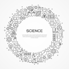 Wall Mural - circle frame with scientific line icons