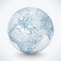 Poster - Abstract Telecommunication Earth Map - Europe, Mid-East, Asia, Africa