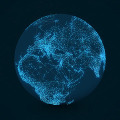 Poster - Abstract Telecommunication Earth Map - Europe, Mid-East, Asia, Africa