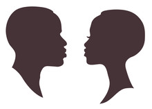 African Woman And Man Face Silhouette