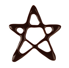 Canvas Print - Drawn chocolate star on white background