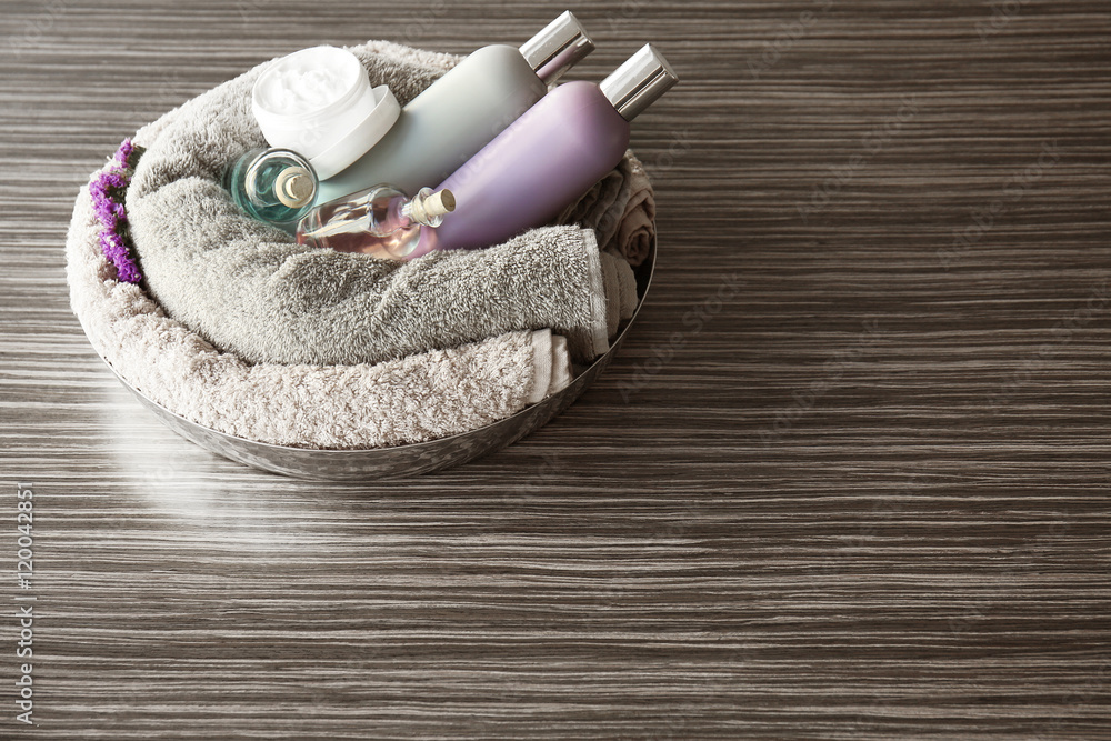 Spa composition on wooden background