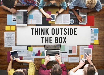 Canvas Print - Think Outside The Box Creativity Ideas Imagine Concept