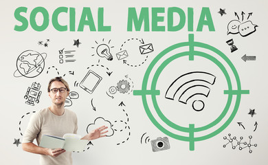 Wall Mural - social media word wifi signal concept