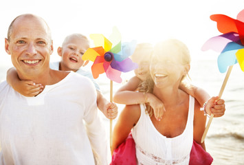 Canvas Print - Family Happiness Beach Tropical Paradise Fun Concept