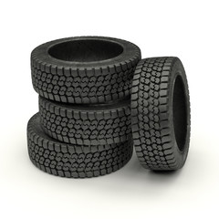 Wall Mural - 3d ilustration Winter tires on a white background