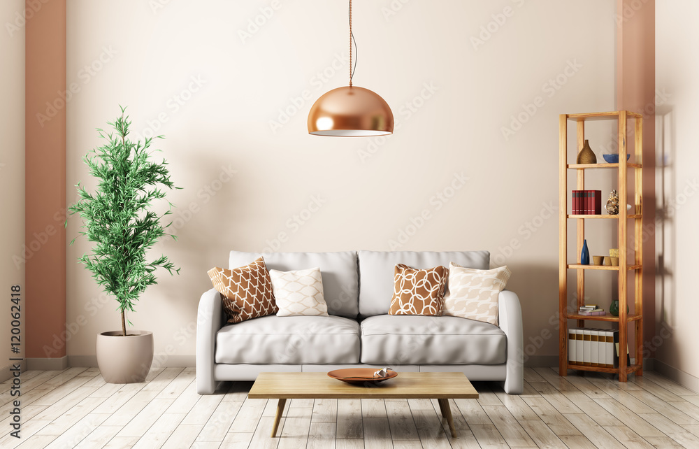 Modern living room with sofa interior 3d rendering Stock Illustration ...