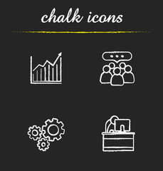 Sticker - Business chalk icons set