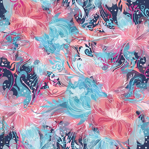 Cotton fabric Vektormuster mit magischen Blüten