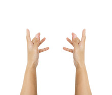 Hands Reaching Up, Isolated On White Background