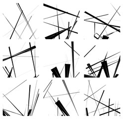 Leinwandbilder - Random lines artistic element / pattern set. Non figural monochr