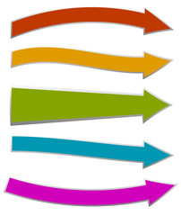 Poster - Colorful arrows pointing right. 5 shape and colors