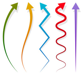 Poster - Set of 5 different long, vertical arrow elements with shadow