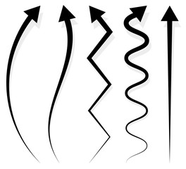 Poster - Set of 5 different long, vertical arrow elements with shadow