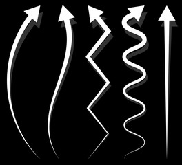 Poster - Set of 5 different long, vertical arrow elements with shadow