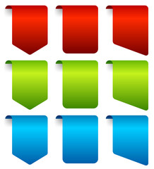 Poster - Bookmarks banner from edge of the page. 3 forms and colors.