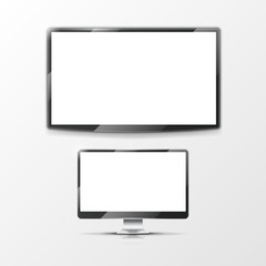 Wall Mural - lcd monitor, computer display and smart tv screen. vector mockups