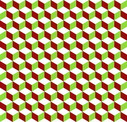 Fototapete - 3d cubes tricolor geometric background - Seamlessly repeatable