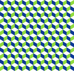 Fototapete - 3d cubes tricolor geometric background - Seamlessly repeatable