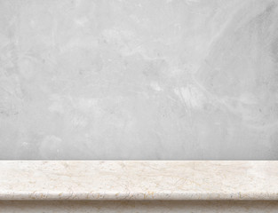 Wall Mural - empty cream marble table top with grey concrete wall,mock up for