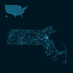 Poster - Abstract Massachusetts / USA telecommunication map concept