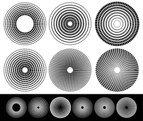 Leinwandbilder - Concentric circle elements. Set of 6 variation.