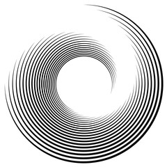 Fototapete - Spiral, vortex shape, element. Inward spiral isolated on white