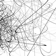 Leinwandbilder - Monochrome random chaotic squiggle lines abstract artistic patte