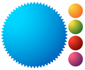 Poster - Empty starburst, sunburst button, icon background in 5 vibrant c