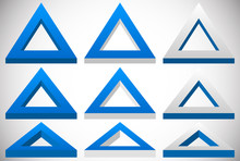 3d Triangle Shape In More Colors Set At Different Angles