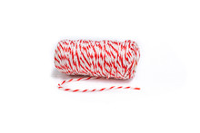 Red White Color Rope Isolated On White.