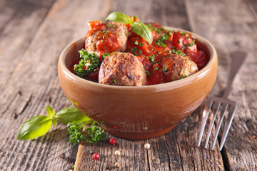 Poster - fried meatball with tomato sauce