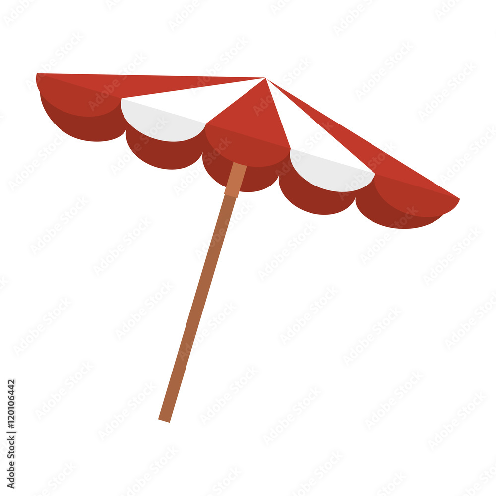 red and white striped beach parasol summer object. vector illustration - obrazy, fototapety, plakaty 
