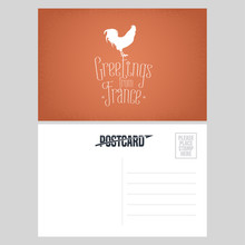 France Vector Postcard Design With French Symbol Rooster