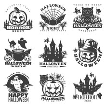 Halloween Black White Emblems