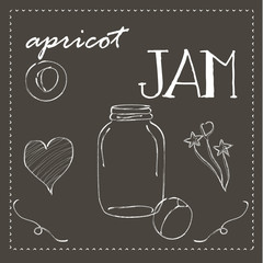 Chalkboard with jar of apricot jam